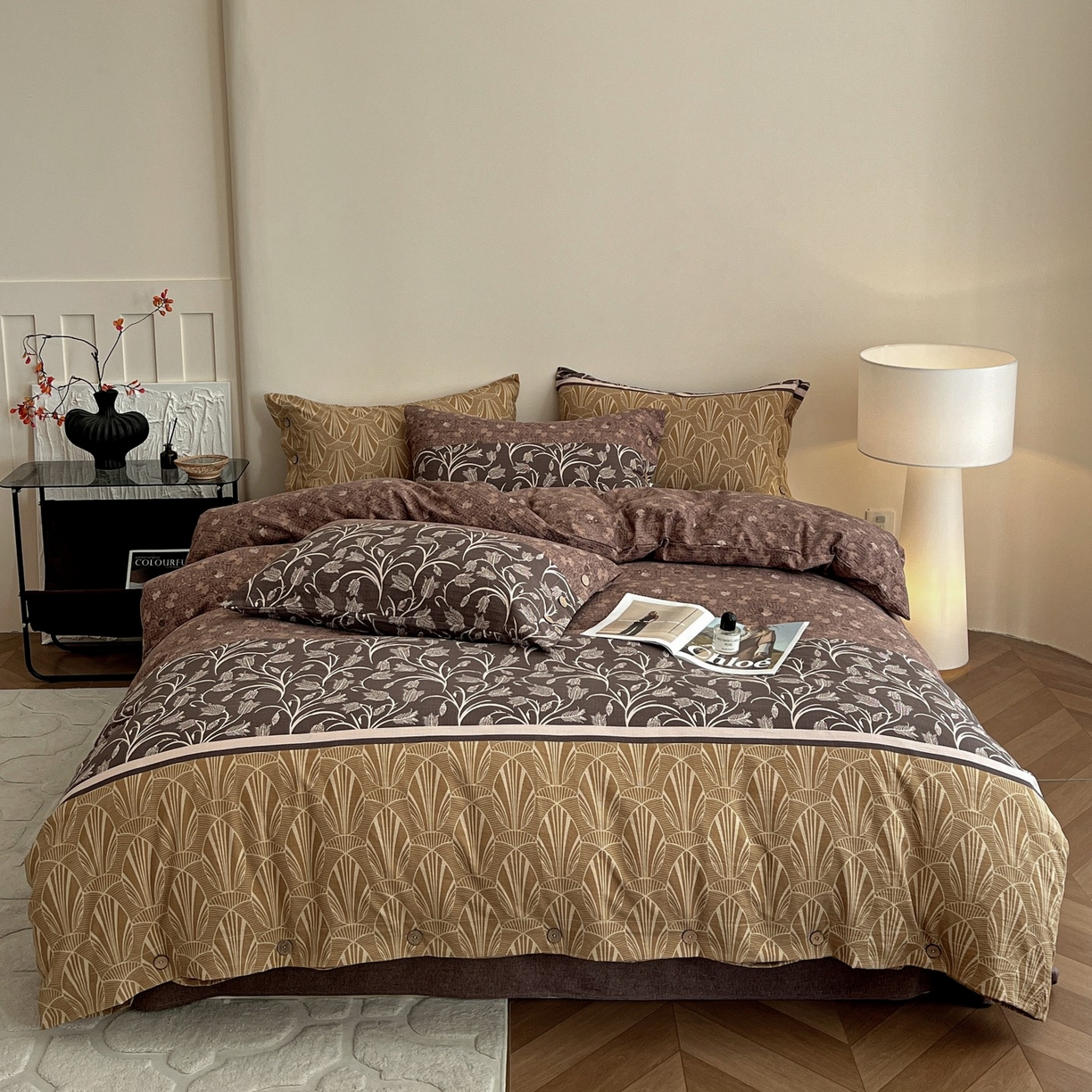 梦纤绒 2025新款亚麻纽扣款四件套 曼森