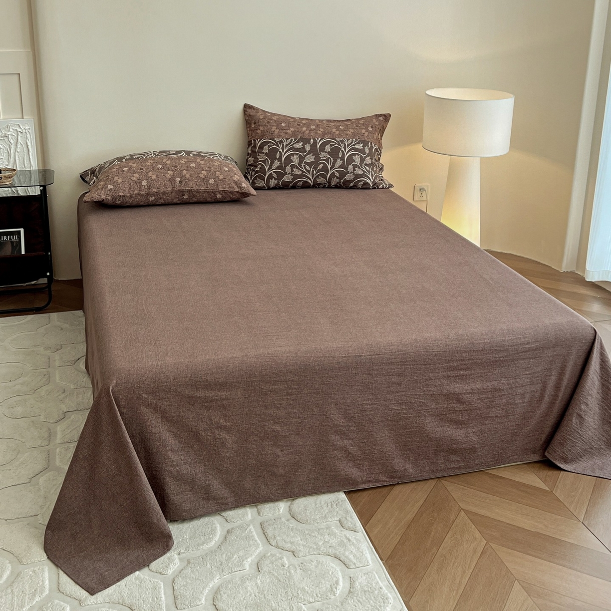 91家纺网 家纺一手货源 找家纺 梦纤绒 2025新款亚麻纽扣款四件套 曼森