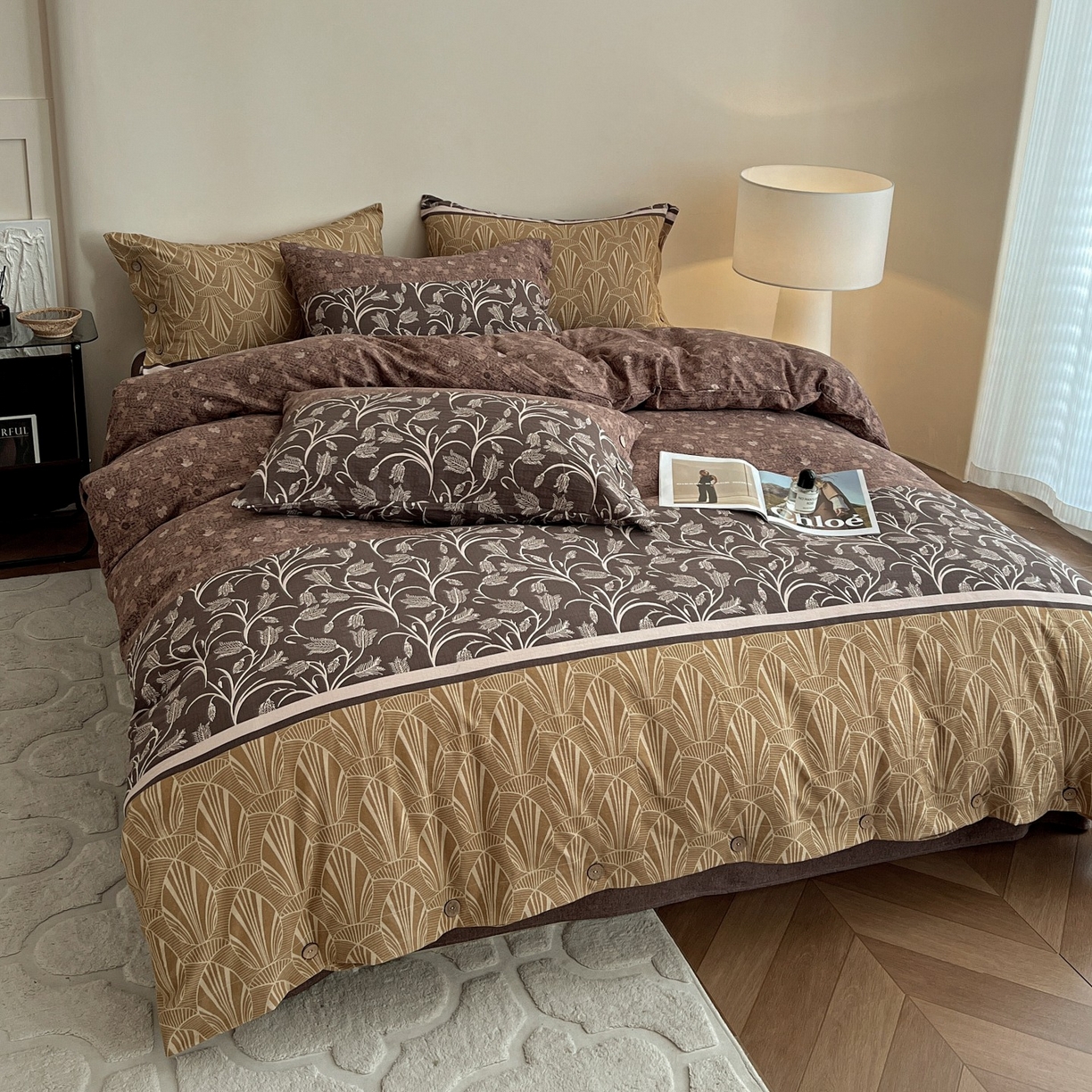 91家纺网 家纺一手货源 找家纺 梦纤绒 2025新款亚麻纽扣款四件套 曼森