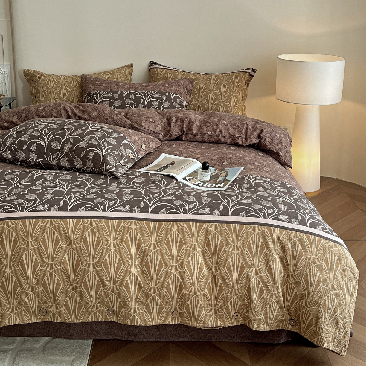 91家纺网 家纺一手货源 找家纺 梦纤绒 2025新款亚麻纽扣款四件套 曼森