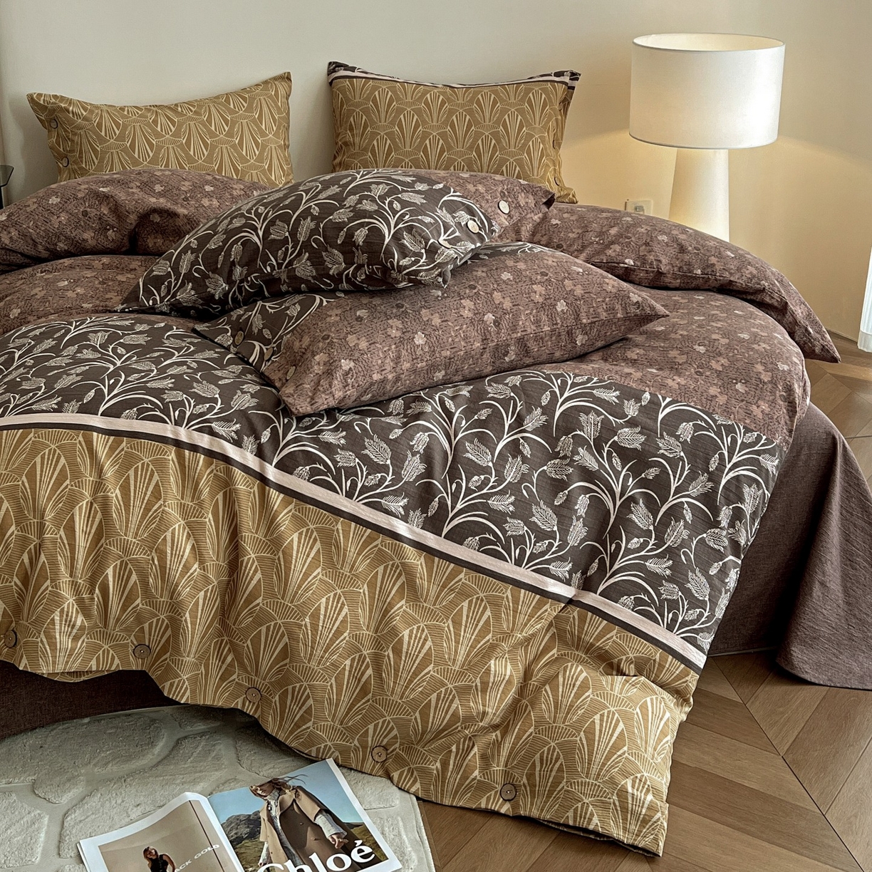 91家纺网 家纺一手货源 找家纺 梦纤绒 2025新款亚麻纽扣款四件套 曼森