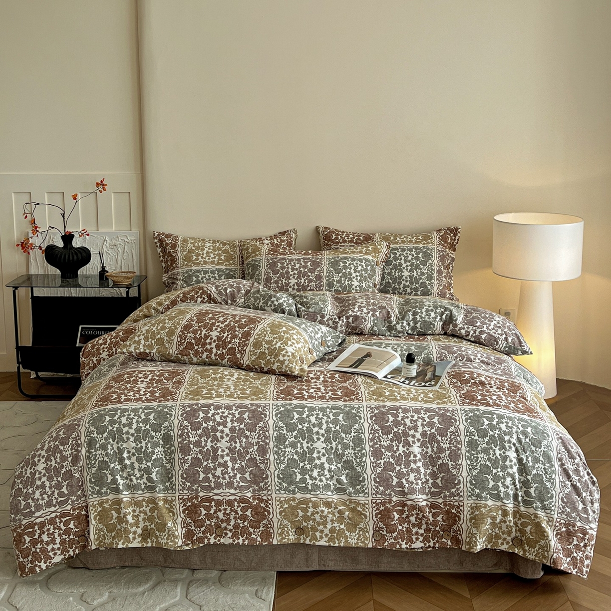 梦纤绒 2025新款亚麻纽扣款四件套 美好时光