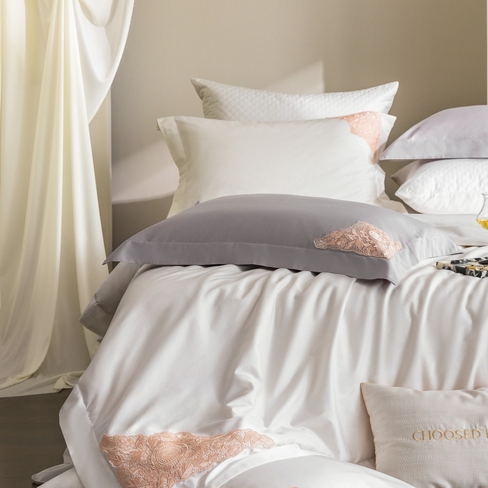 91家纺网 家纺一手货源 找家纺 （总）初拾 2025新款100s全棉“精致”蕾丝花边四件套—嘉柏丽尔 