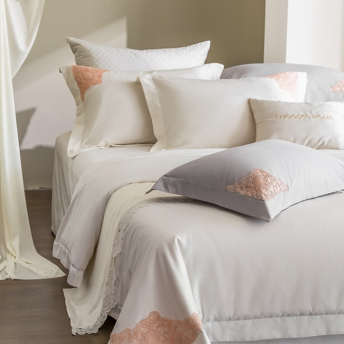 91家纺网 家纺一手货源 找家纺 （总）初拾 2025新款100s全棉“精致”蕾丝花边四件套—嘉柏丽尔 