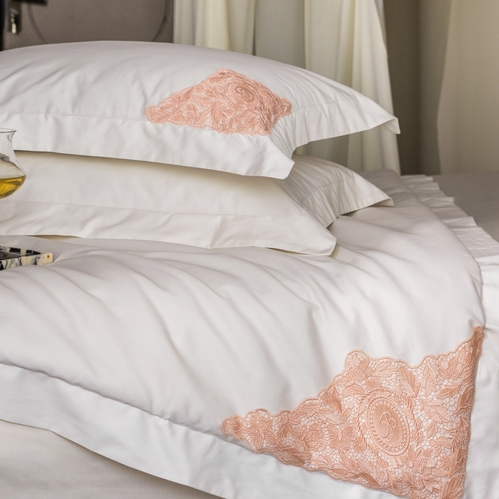 91家纺网 家纺一手货源 找家纺 （总）初拾 2025新款100s全棉“精致”蕾丝花边四件套—嘉柏丽尔 