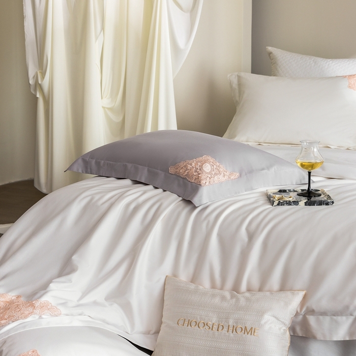 91家纺网 家纺一手货源 找家纺 （总）初拾 2025新款100s全棉“精致”蕾丝花边四件套—嘉柏丽尔 