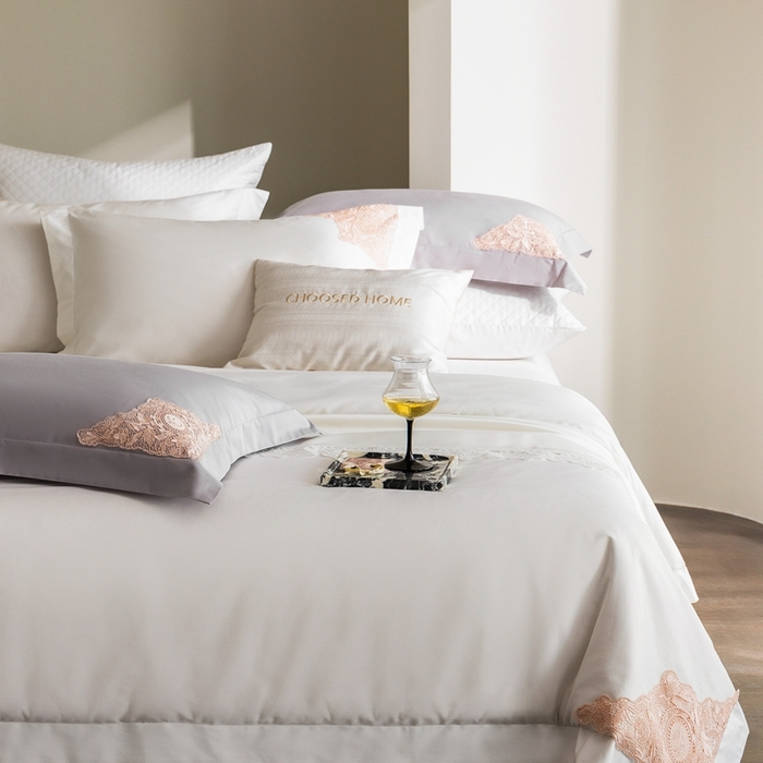 91家纺网 家纺一手货源 找家纺 （总）初拾 2025新款100s全棉“精致”蕾丝花边四件套—嘉柏丽尔 