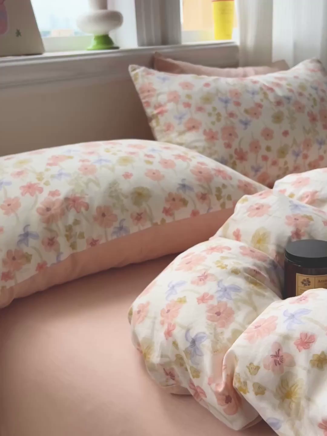 91家纺网 家纺一手货源 找家纺 小懒猪 2025新款全棉有氧有氧双层纱清新印花四件套 姹紫嫣红