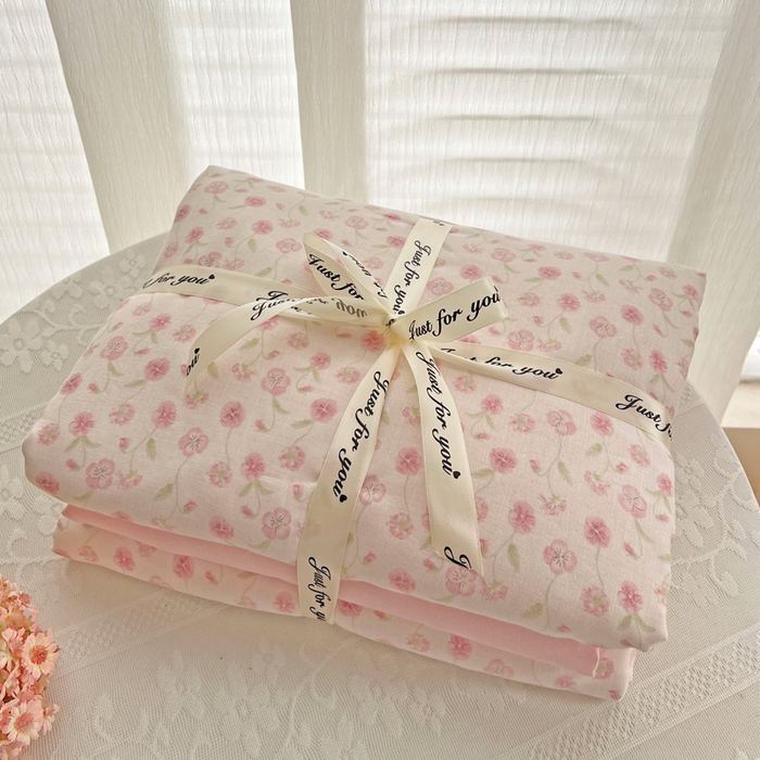 91家纺网 家纺一手货源 找家纺 小懒猪 2025新款全棉有氧有氧双层纱清新印花四件套 繁花似锦