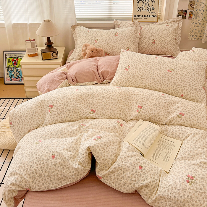 91家纺网 家纺一手货源 找家纺 （总）梦纤绒 2025新款古法水洗棉小布袋四件套，高克重木棉云柔棉