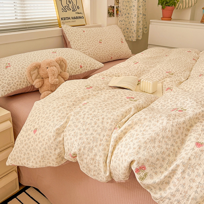 91家纺网 家纺一手货源 找家纺 （总）梦纤绒 2025新款古法水洗棉小布袋四件套，高克重木棉云柔棉