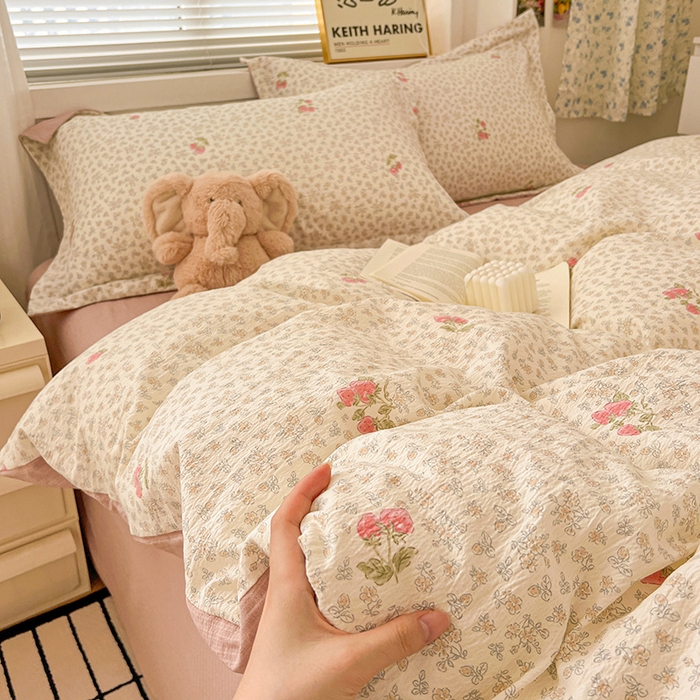 91家纺网 家纺一手货源 找家纺 （总）梦纤绒 2025新款古法水洗棉小布袋四件套，高克重木棉云柔棉