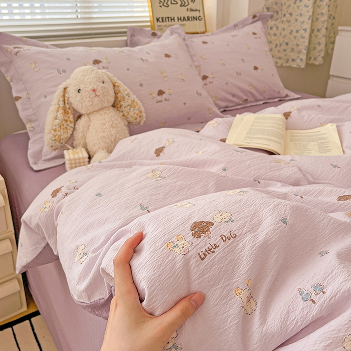 91家纺网 家纺一手货源 找家纺 （总）梦纤绒 2025新款古法水洗棉小布袋四件套，高克重木棉云柔棉