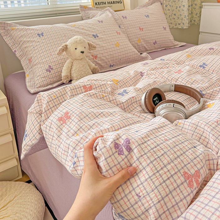 91家纺网 家纺一手货源 找家纺 （总）梦纤绒 2025新款古法水洗棉小布袋四件套，高克重木棉云柔棉