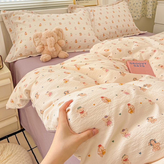 91家纺网 家纺一手货源 找家纺 （总）梦纤绒 2025新款古法水洗棉小布袋四件套，高克重木棉云柔棉