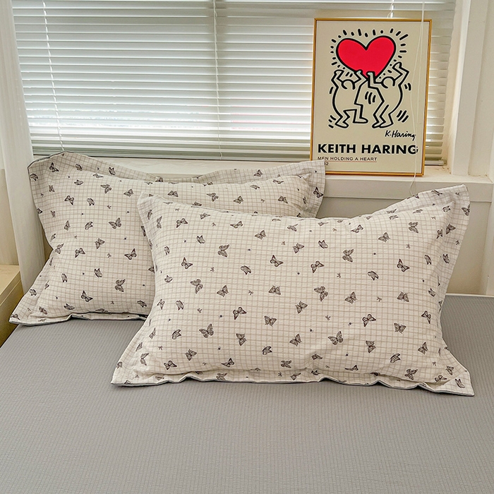 91家纺网 家纺一手货源 找家纺 梦纤绒 2025新款古法水洗棉小布袋四件套，高克重木棉云柔棉 浮生若梦