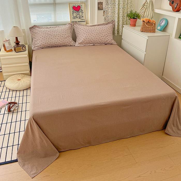 91家纺网 家纺一手货源 找家纺 梦纤绒 2025新款古法水洗棉小布袋四件套，高克重木棉云柔棉 蝴蝶结点点