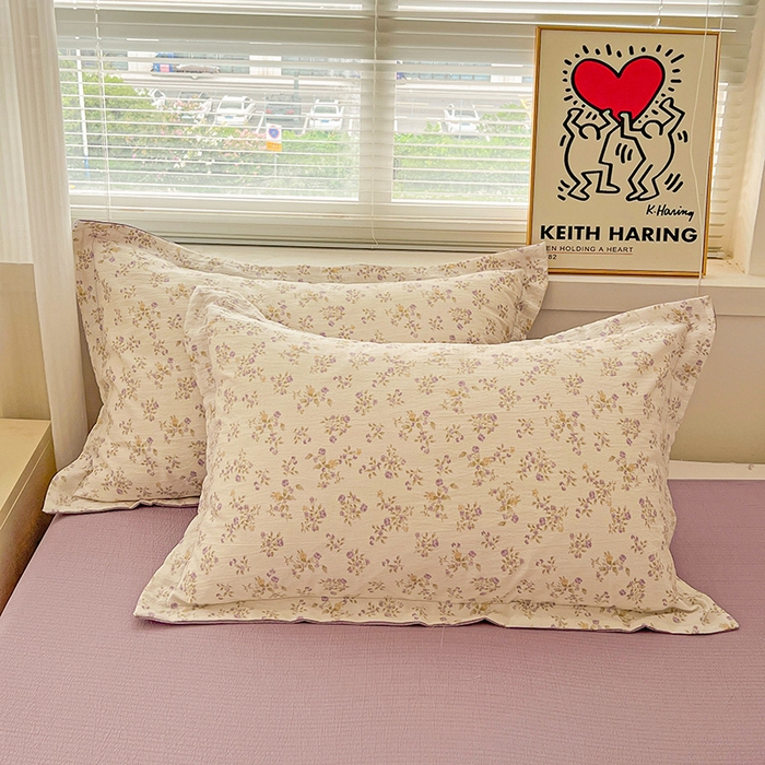 91家纺网 家纺一手货源 找家纺 梦纤绒 2025新款古法水洗棉小布袋四件套，高克重木棉云柔棉 花间赋