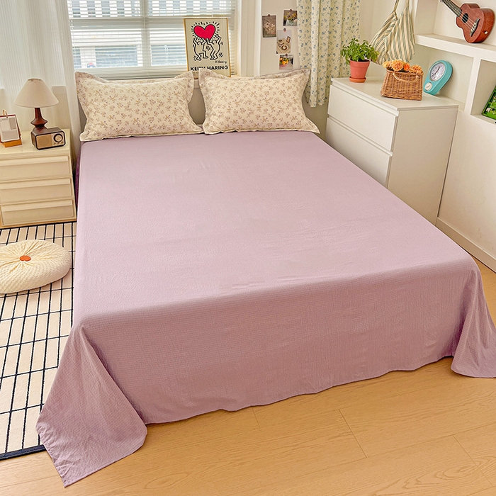 91家纺网 家纺一手货源 找家纺 梦纤绒 2025新款古法水洗棉小布袋四件套，高克重木棉云柔棉 花间赋