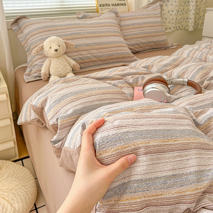 梦纤绒 2025新款古法水洗棉小布袋四件套，高克重木棉云柔棉 极简主义