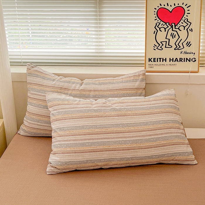 91家纺网 家纺一手货源 找家纺 梦纤绒 2025新款古法水洗棉小布袋四件套，高克重木棉云柔棉 极简主义