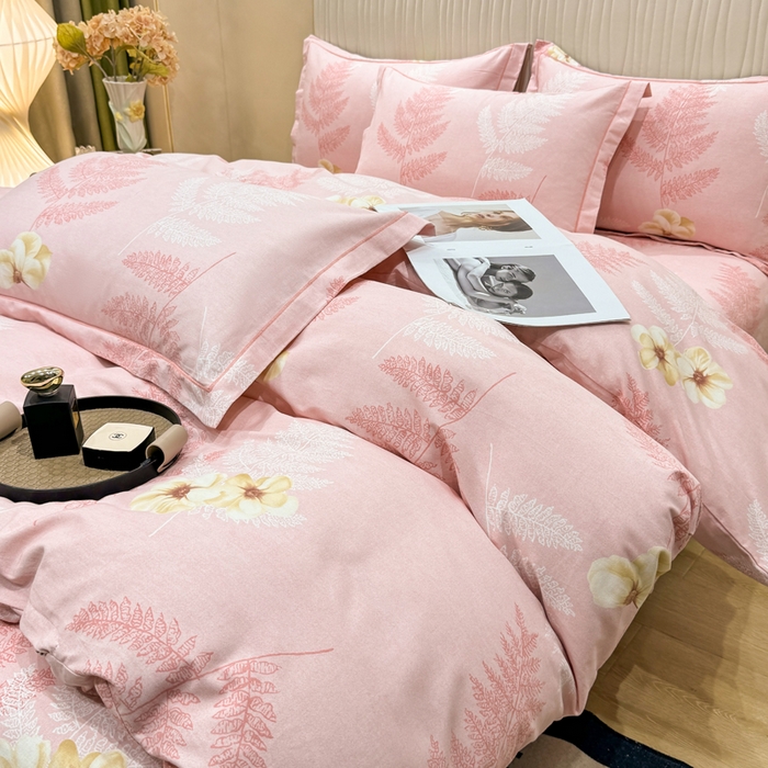 91家纺网 家纺一手货源 找家纺 木易家居 2026新款100%全棉纯棉加厚四件套（礼盒包装）（提供买家秀）梦初语-粉