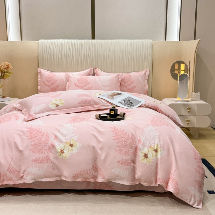 91家纺网 家纺一手货源 找家纺 木易家居 2026新款100%全棉纯棉加厚四件套（礼盒包装）（提供买家秀）梦初语-粉