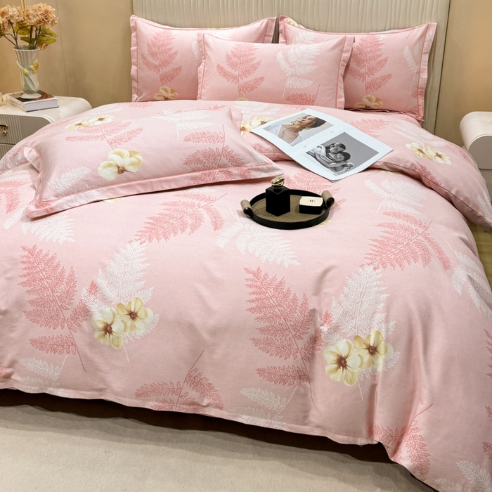 91家纺网 家纺一手货源 找家纺 木易家居 2026新款100%全棉纯棉加厚四件套（礼盒包装）（提供买家秀）梦初语-粉