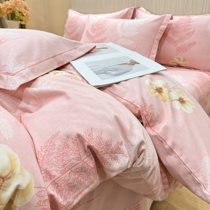 91家纺网 家纺一手货源 找家纺 木易家居 2026新款100%全棉纯棉加厚四件套（礼盒包装）（提供买家秀）梦初语-粉