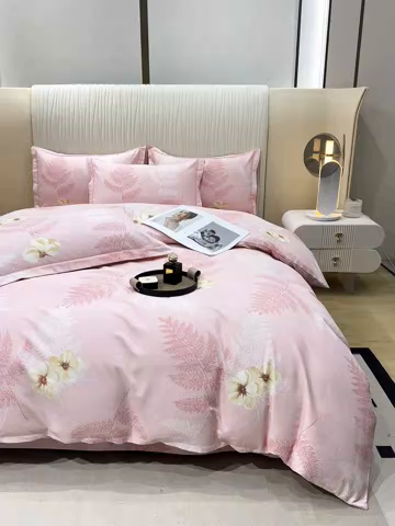 91家纺网 家纺一手货源 找家纺 木易家居 2026新款100%全棉纯棉加厚四件套（礼盒包装）（提供买家秀）梦初语-粉