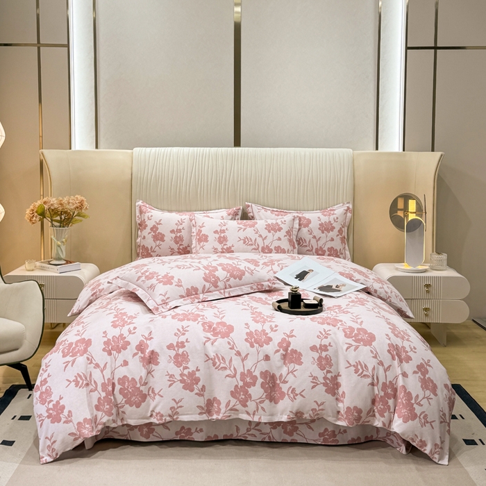 91家纺网 家纺一手货源 找家纺 木易家居 2026新款100%全棉纯棉加厚四件套（礼盒包装）（提供买家秀）小桥人家-粉