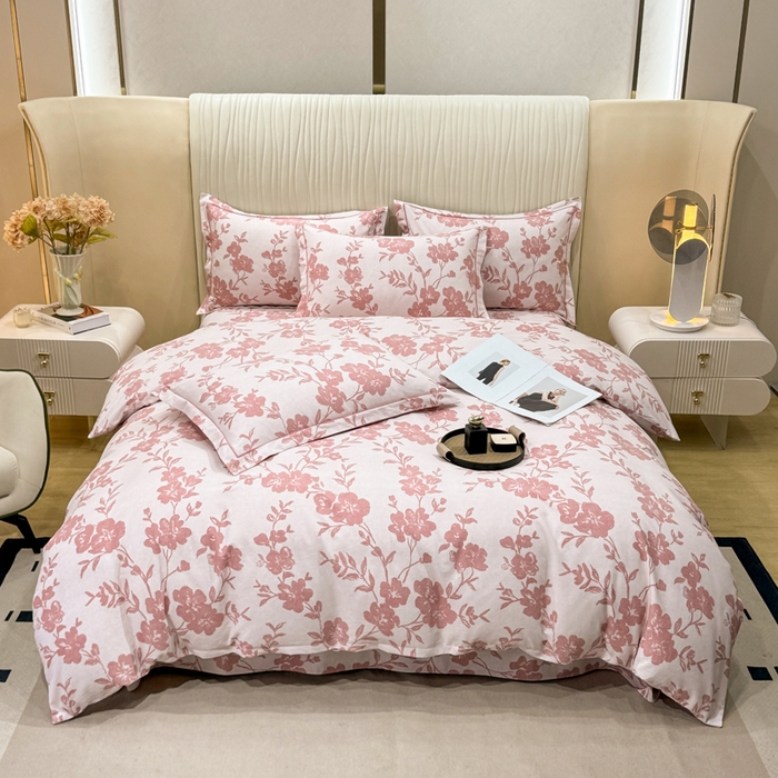 91家纺网 家纺一手货源 找家纺 木易家居 2026新款100%全棉纯棉加厚四件套（礼盒包装）（提供买家秀）小桥人家-粉