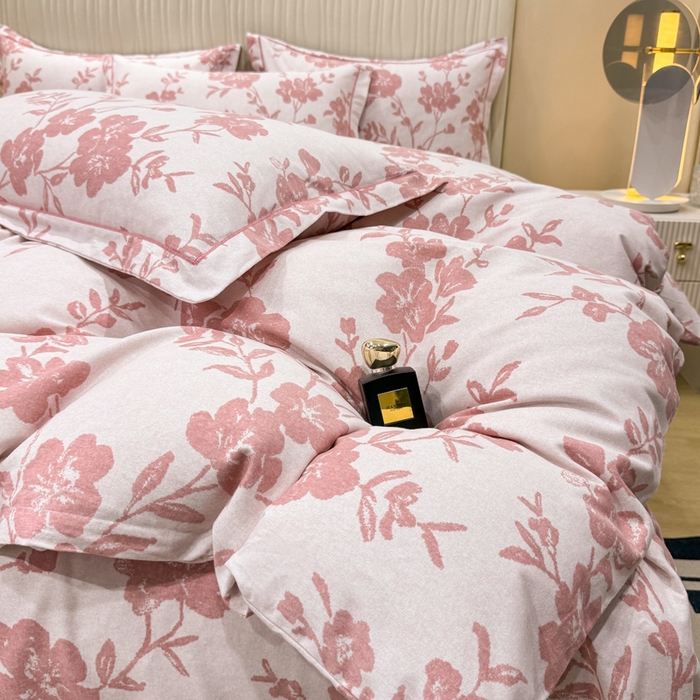 91家纺网 家纺一手货源 找家纺 木易家居 2026新款100%全棉纯棉加厚四件套（礼盒包装）（提供买家秀）小桥人家-粉