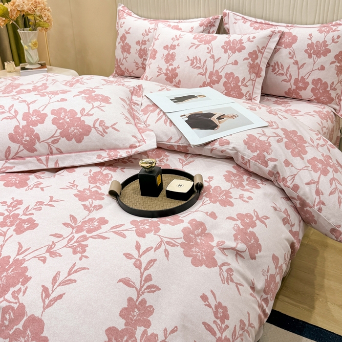 91家纺网 家纺一手货源 找家纺 木易家居 2026新款100%全棉纯棉加厚四件套（礼盒包装）（提供买家秀）小桥人家-粉