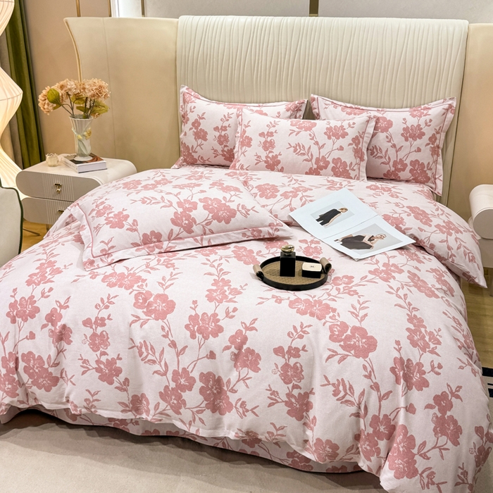 91家纺网 家纺一手货源 找家纺 木易家居 2026新款100%全棉纯棉加厚四件套（礼盒包装）（提供买家秀）小桥人家-粉