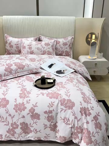 91家纺网 家纺一手货源 找家纺 木易家居 2026新款100%全棉纯棉加厚四件套（礼盒包装）（提供买家秀）小桥人家-粉