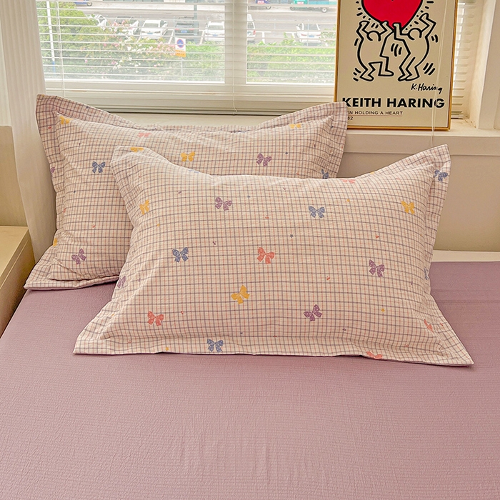 91家纺网 家纺一手货源 找家纺 梦纤绒 2025新款古法水洗棉小布袋四件套，高克重木棉云柔棉 浪漫主义