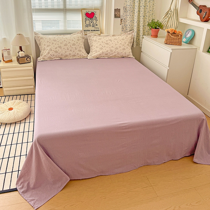 91家纺网 家纺一手货源 找家纺 梦纤绒 2025新款古法水洗棉小布袋四件套，高克重木棉云柔棉 浅夕