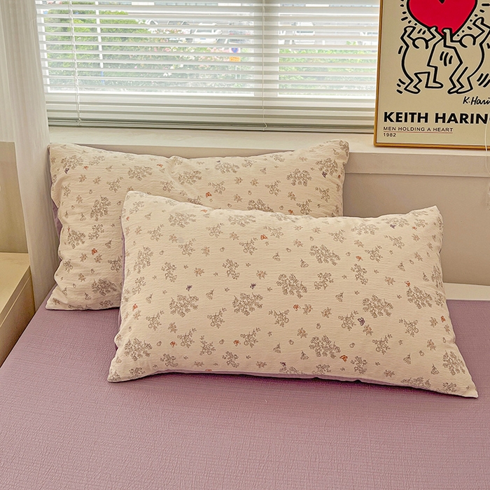 91家纺网 家纺一手货源 找家纺 梦纤绒 2025新款古法水洗棉小布袋四件套，高克重木棉云柔棉 浅夕