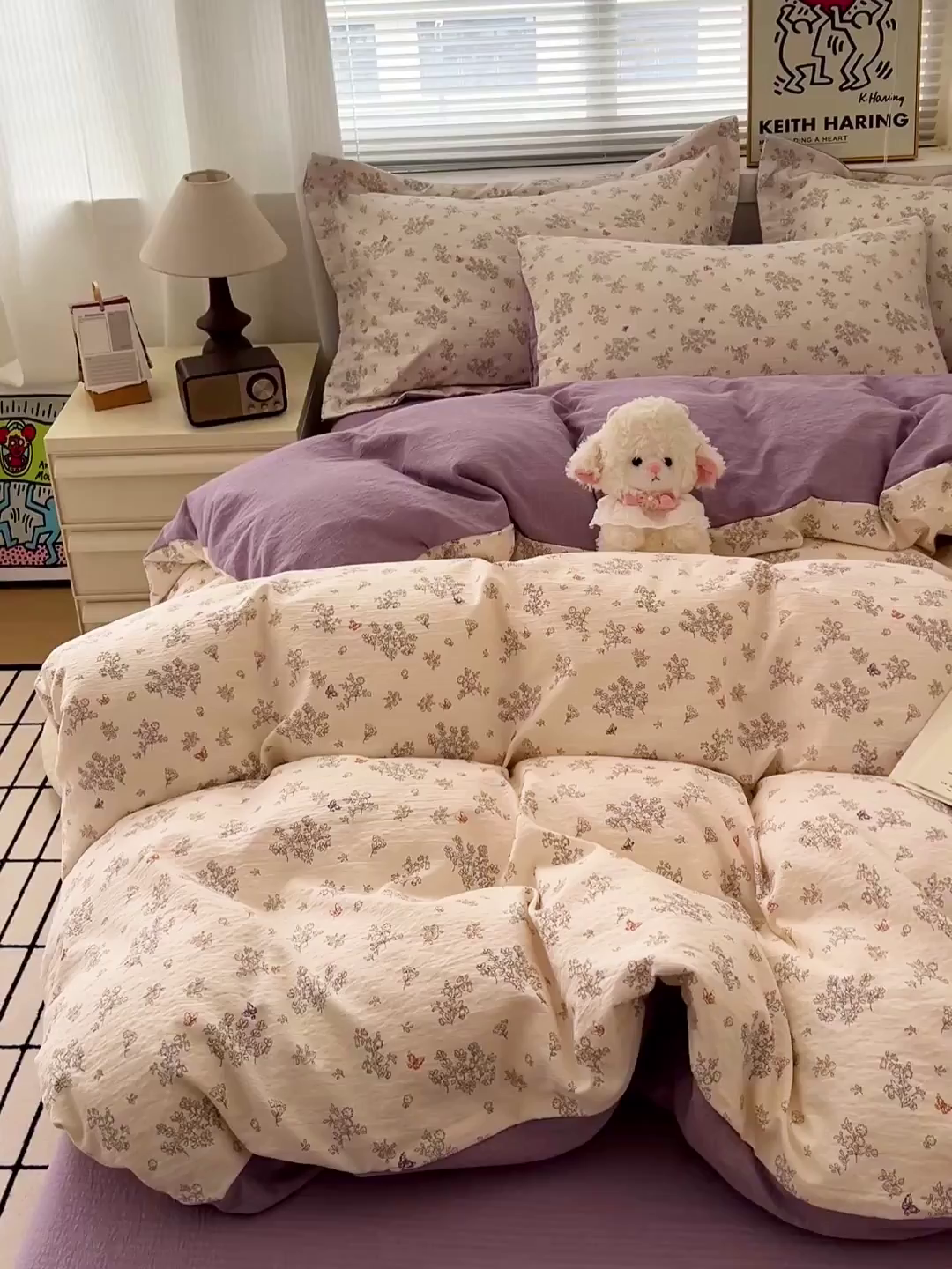 91家纺网 家纺一手货源 找家纺 梦纤绒 2025新款古法水洗棉小布袋四件套，高克重木棉云柔棉 浅夕