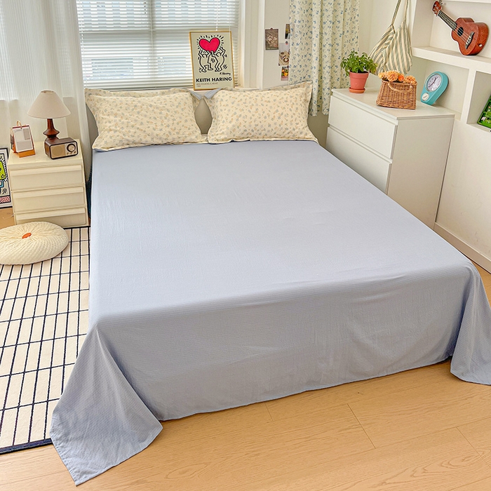 91家纺网 家纺一手货源 找家纺 梦纤绒 2025新款古法水洗棉小布袋四件套，高克重木棉云柔棉 清风絮语