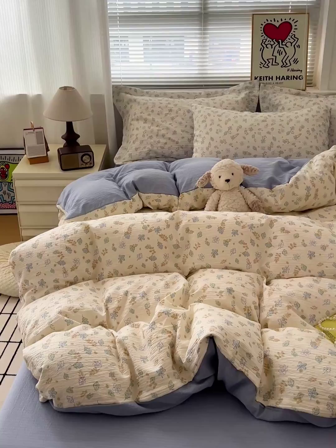 91家纺网 家纺一手货源 找家纺 梦纤绒 2025新款古法水洗棉小布袋四件套，高克重木棉云柔棉 清风絮语