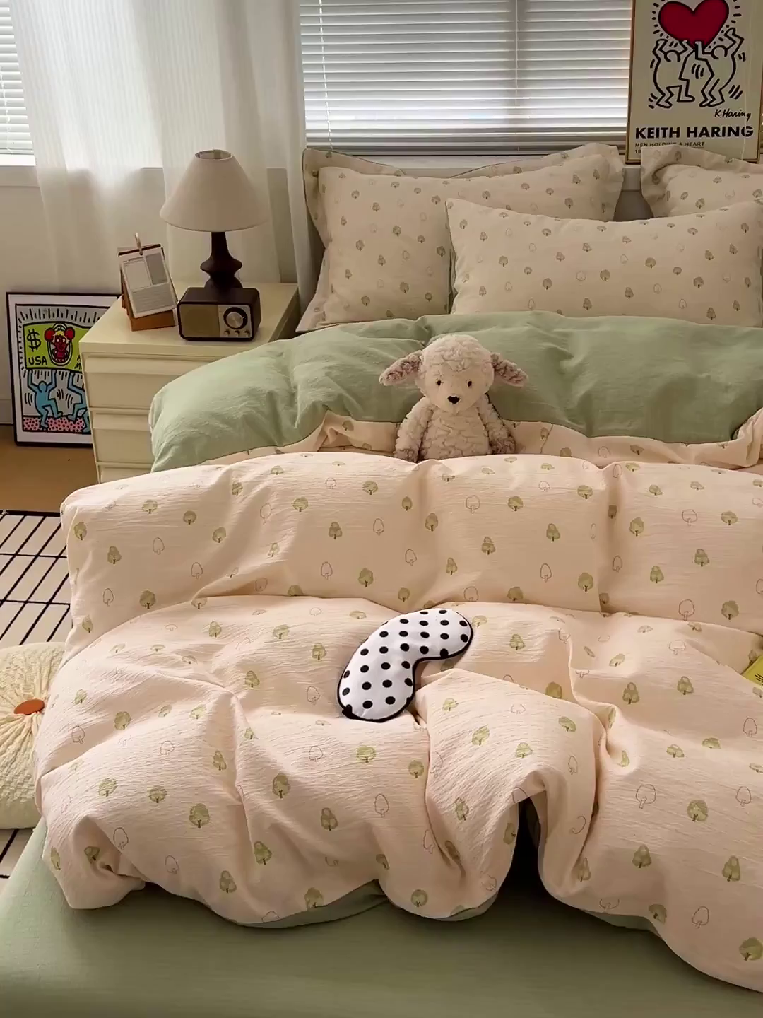 91家纺网 家纺一手货源 找家纺 梦纤绒 2025新款古法水洗棉小布袋四件套，高克重木棉云柔棉 森林物语