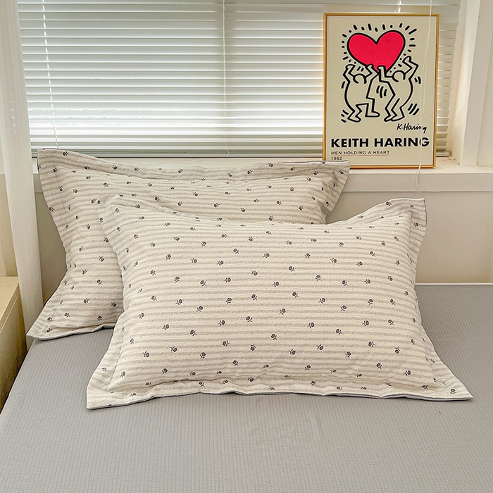 91家纺网 家纺一手货源 找家纺 梦纤绒 2025新款古法水洗棉小布袋四件套，高克重木棉云柔棉 山茶花