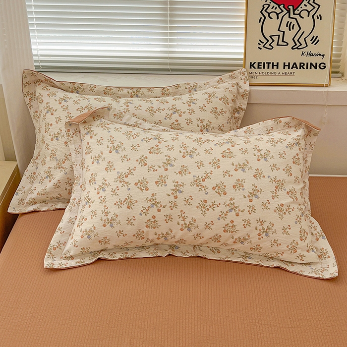 91家纺网 家纺一手货源 找家纺 梦纤绒 2025新款古法水洗棉小布袋四件套，高克重木棉云柔棉 闲趣花开