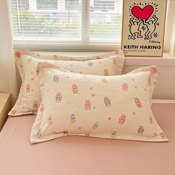 91家纺网 家纺一手货源 找家纺 梦纤绒 2025新款古法水洗棉小布袋四件套，高克重木棉云柔棉 小布丁