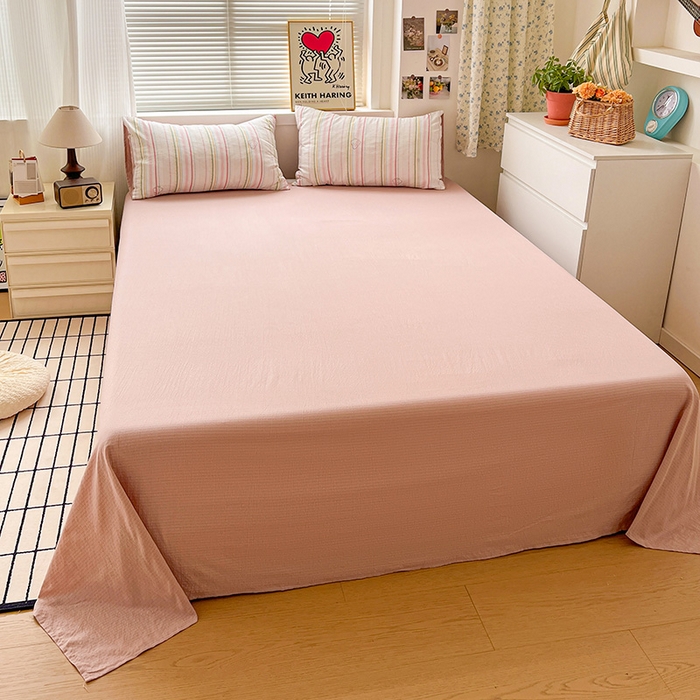 91家纺网 家纺一手货源 找家纺 梦纤绒 2025新款古法水洗棉小布袋四件套，高克重木棉云柔棉 小草莓