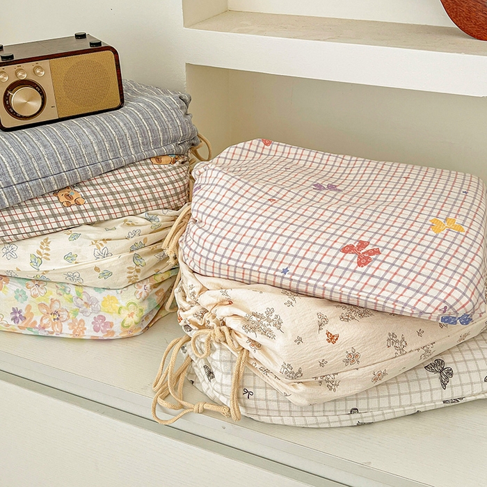 91家纺网 家纺一手货源 找家纺 梦纤绒 2025新款古法水洗棉小布袋四件套，高克重木棉云柔棉 组合图仅供展示