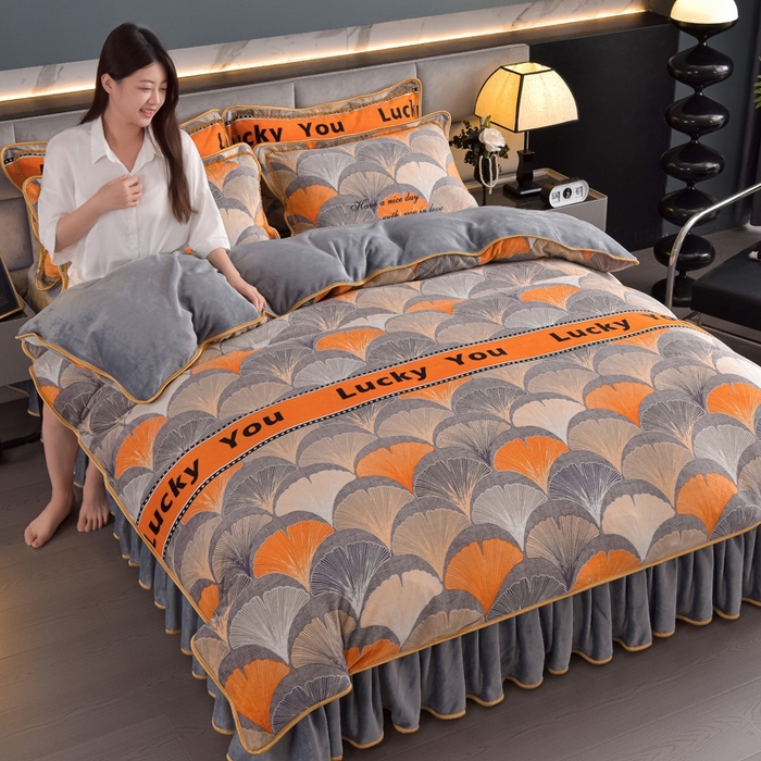 91家纺网 家纺一手货源 找家纺 总 锦铭源2025直播印花7斤牛奶绒金貂水晶法莱珊瑚绒四件套床裙款