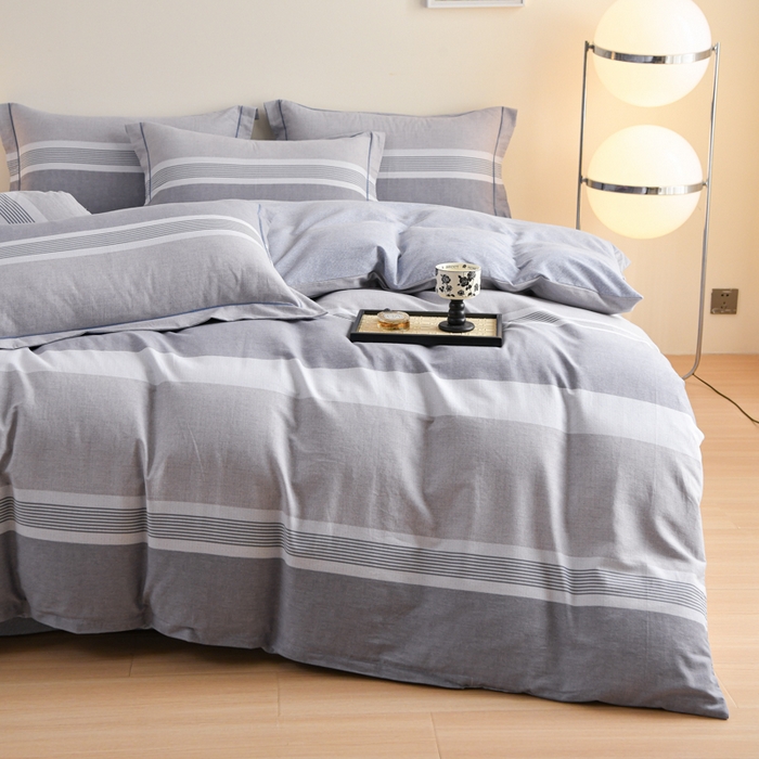 91家纺网 家纺一手货源 找家纺 铭浩家纺 2025新款全棉纯棉数码印花四件套 南烟-灰